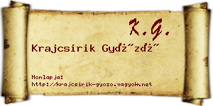 Krajcsirik Győző névjegykártya
